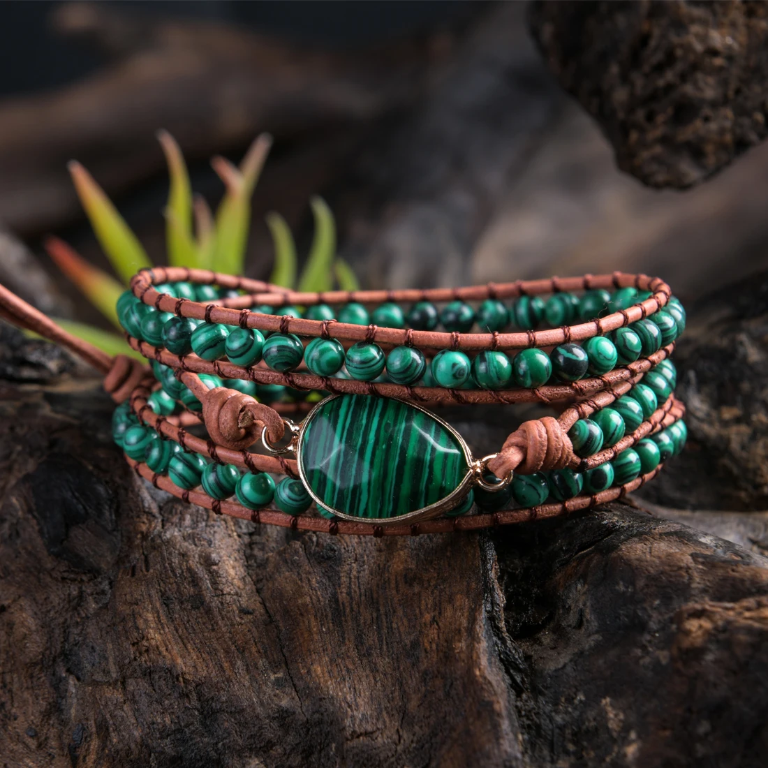 Multi layering Wrap Bracelets Malachite Beaded Braided Strand Bracelet Handmade Vegan Jewelry Bijoux Wholesat Gifts dropshipping