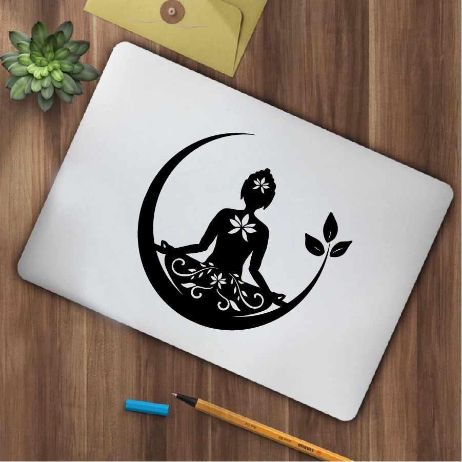 Budda Chakra Peace Love Good Vibes Naklejka winylowa Dekoracja okna samochodu, Zentangle Mandala Naklejki na laptopa dla Apple Macbook Pro / Air — zdjęcie 5