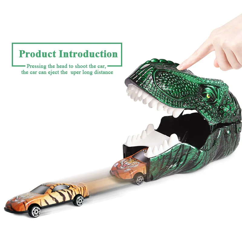 Oenux Animals Catapult Pull Back Car Dinosaur World Shark Tiger T-REX Model Cute Vehicle Truck Kid Toy Birthday Gift With Box