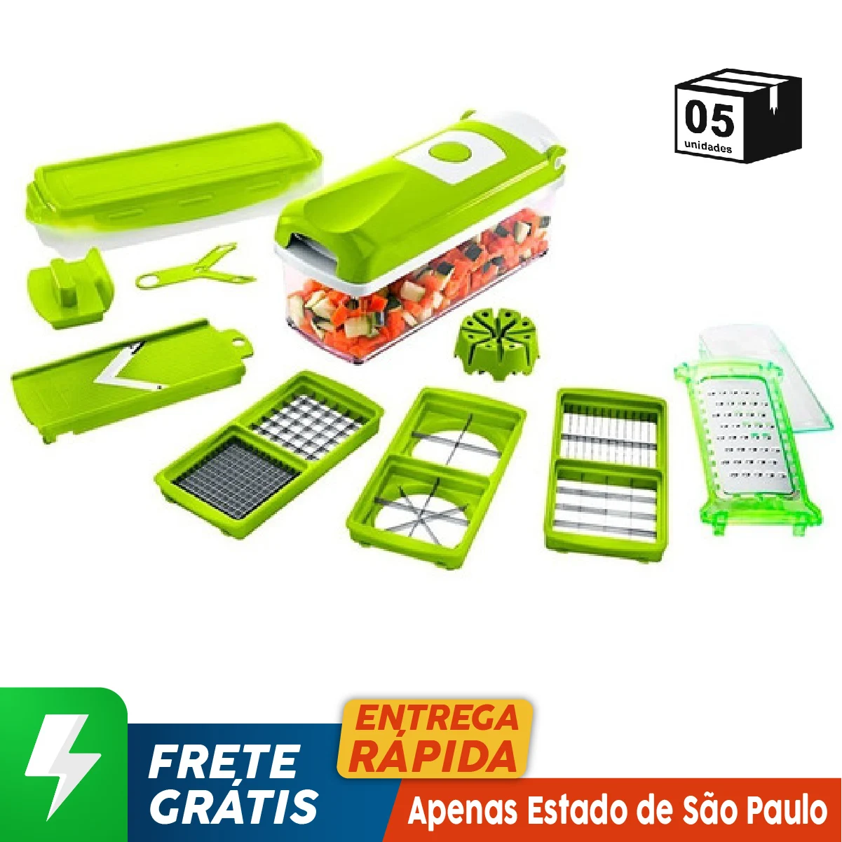 Kit 5 Nicers Dicer Processador Cortador Alimentos E Legumes Marca Topen Home