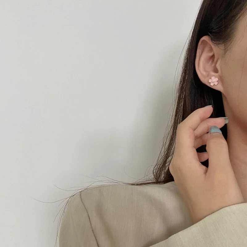 Cute Rabbit Red Heart Asymmetry Stud Earrings For Women Sweet Daisy Flower Animal Earring Birthday Party Wedding Jewelry