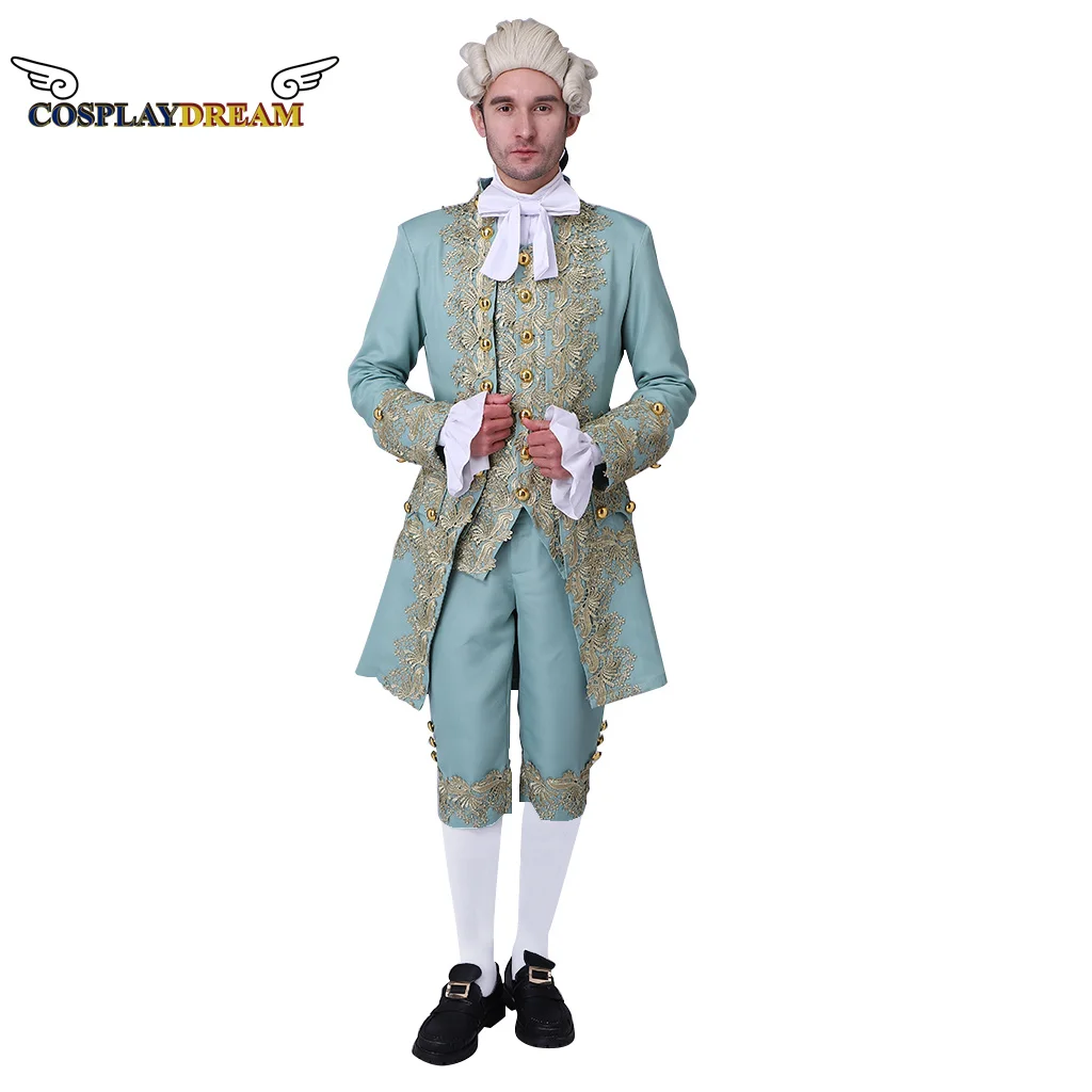 18th Century Colonial Outfit Men\'s Medieval Uniform Noble Court Rococo Medieval Cosplay Costume Retro Halloween Costume