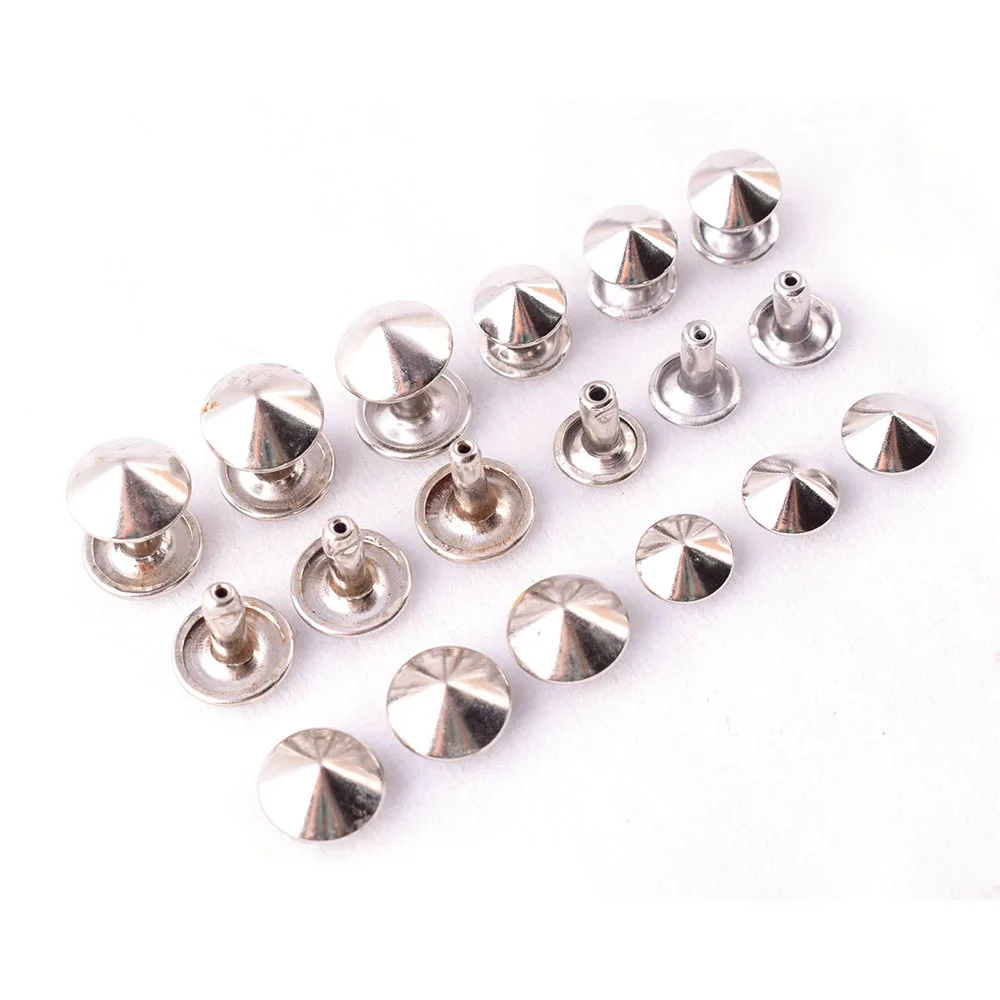 

Silver Conical Leather Nails Double Cap Rivet Studs Fastener Snaps Leather Rivets Conical Cap Rivets Leather Clothes Shoes