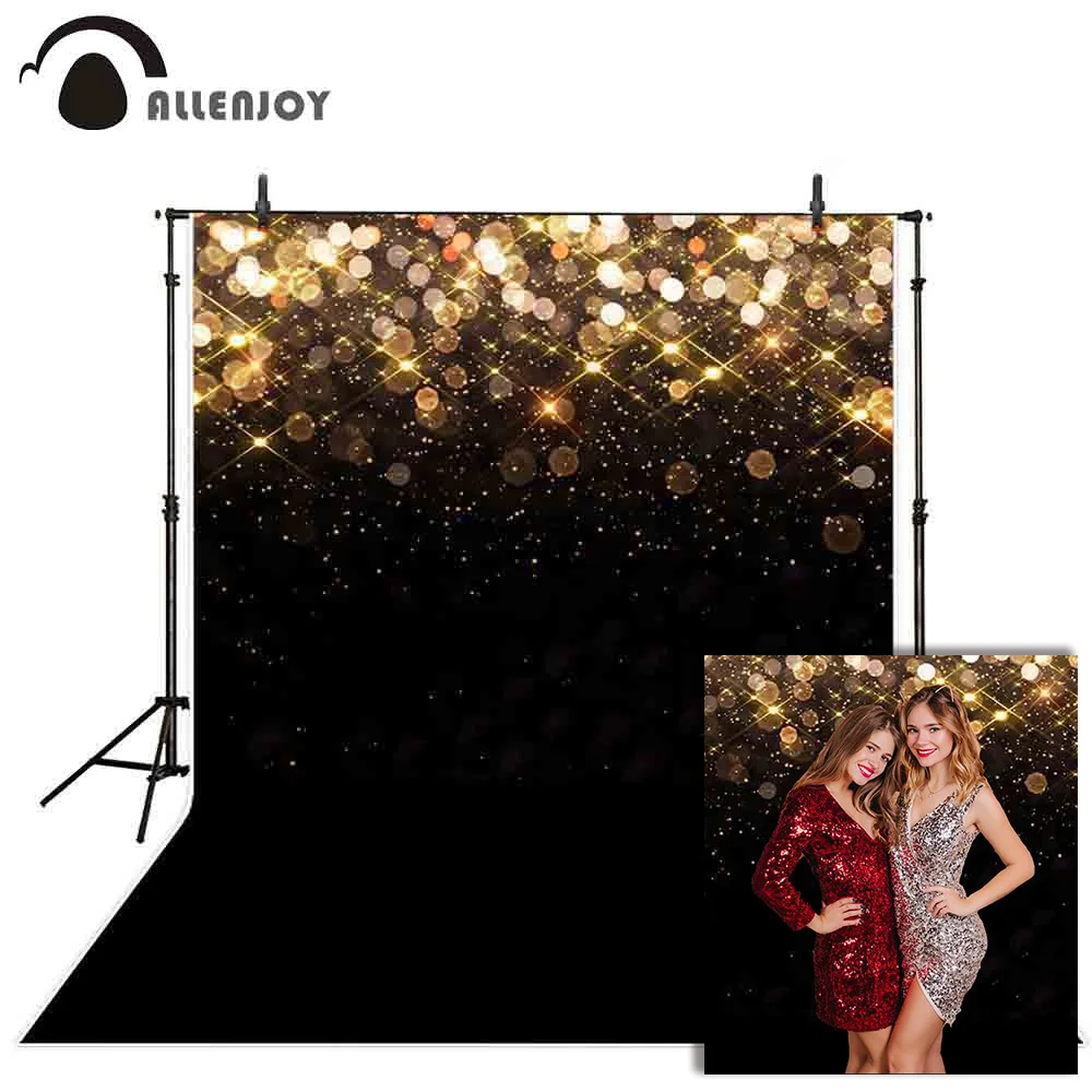 

Allenjoy glitter backdrop photobooth black bokeh sparkles for a photo shoot photography studio background photocall photophone