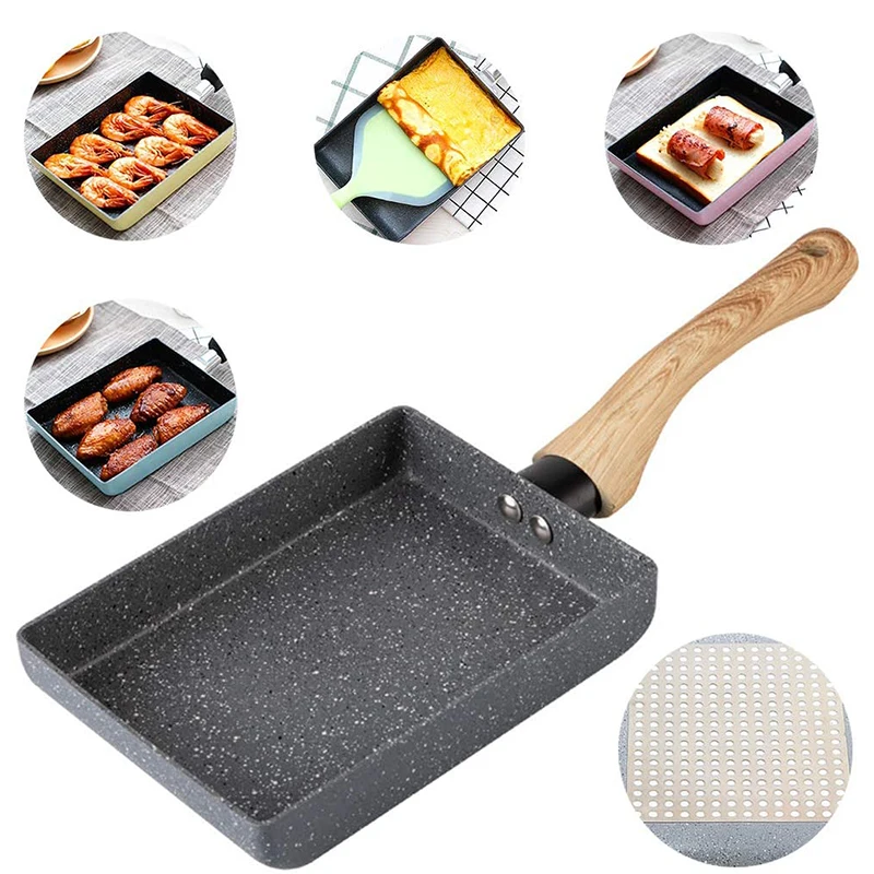 Tamagoyaki Japanese Omelette Pan Egg Pan Non-stick Coating Rectangle Frying Pan Mini Frying Pan Grey Quick heat conduction