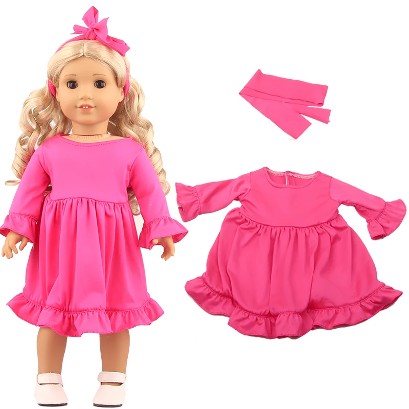 7 Colors Wavy Nightdress Pajamas For 43cm Baby New Born Doll Clothes Cute Skirt For American 18 Inch Girl,Our Generation Doll