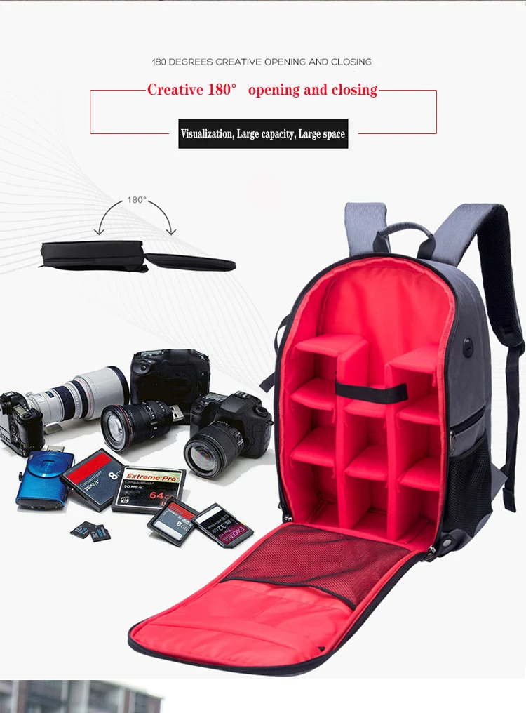JINNUOLANGRucksack mit großem Fassungsvermögen, Kamerarucksack, wasserdichter Fotorucksack, multifunktionale Reisedrohne, Fotografie, N – Detail 4