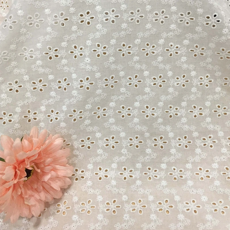 Dense Embroidery Hollow Small flowers Overlay Cotton Eyelets Lace Fabric for DIY Crafts dress Blouse Curtain supply Wedding Gown