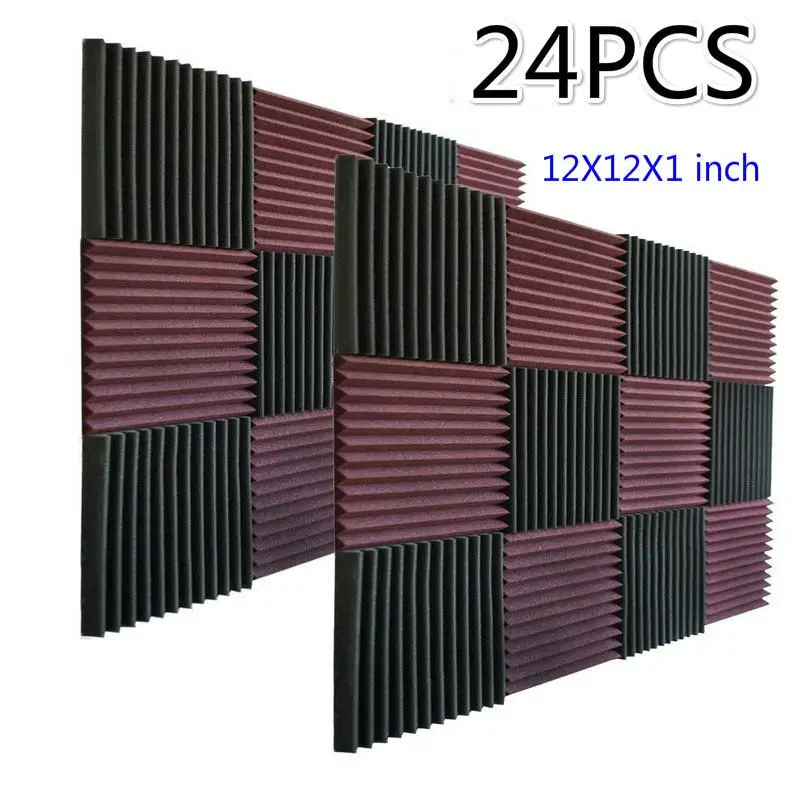 24pcs Acoustic Soundproof Studio Foam 12x 12x 1 inches Wedge Sponge