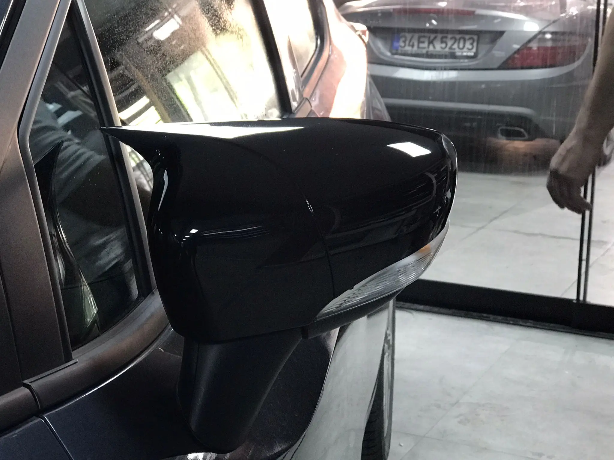 Mirror Cover For Nissan Micra K14 Bat Style, Glossy Black, Piano Black, Left & Right, For Micra 2017 2020, Side Mirrors