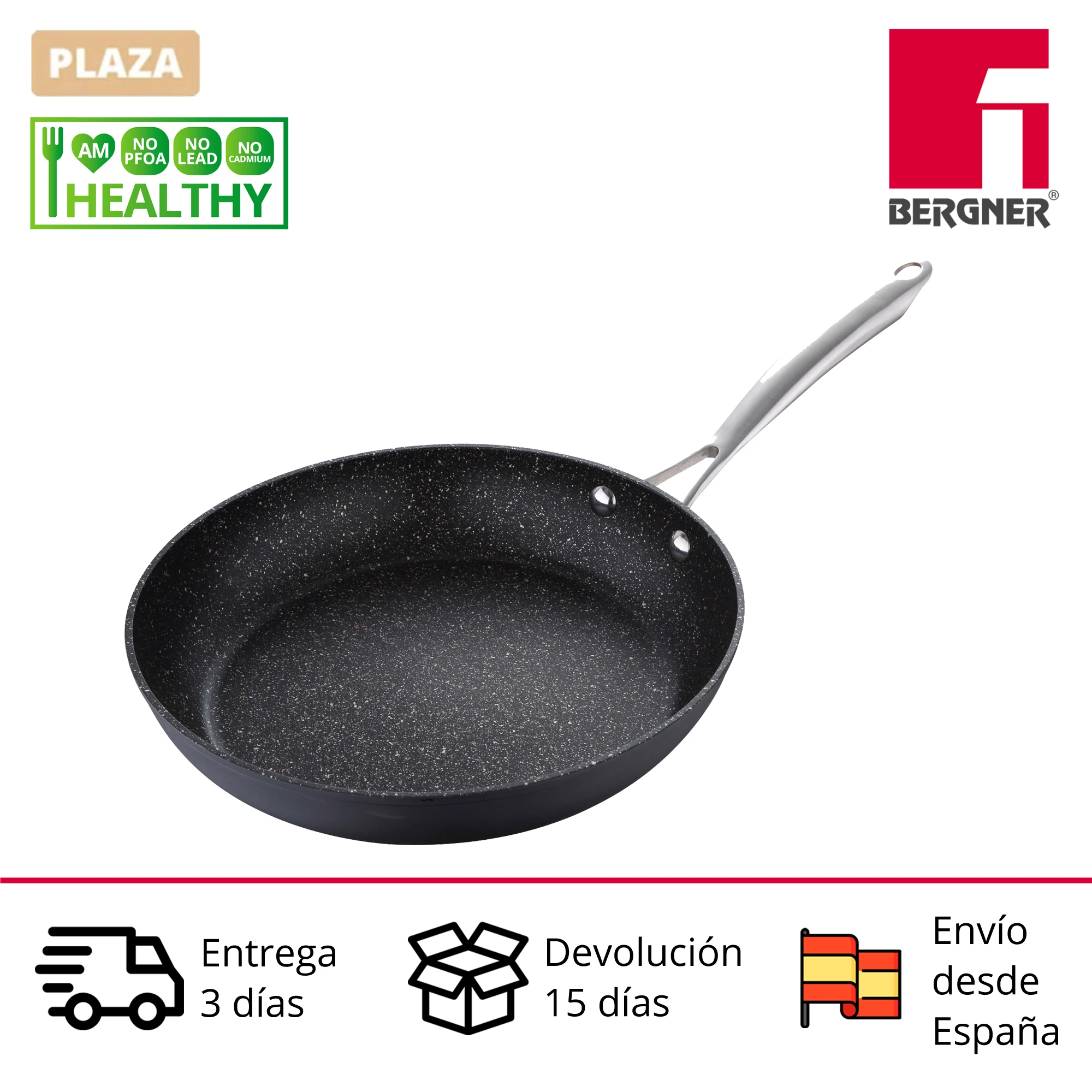 28cm BERGNER Vita frying pan in non-stick forged aluminum suitable for all types of fires even induction