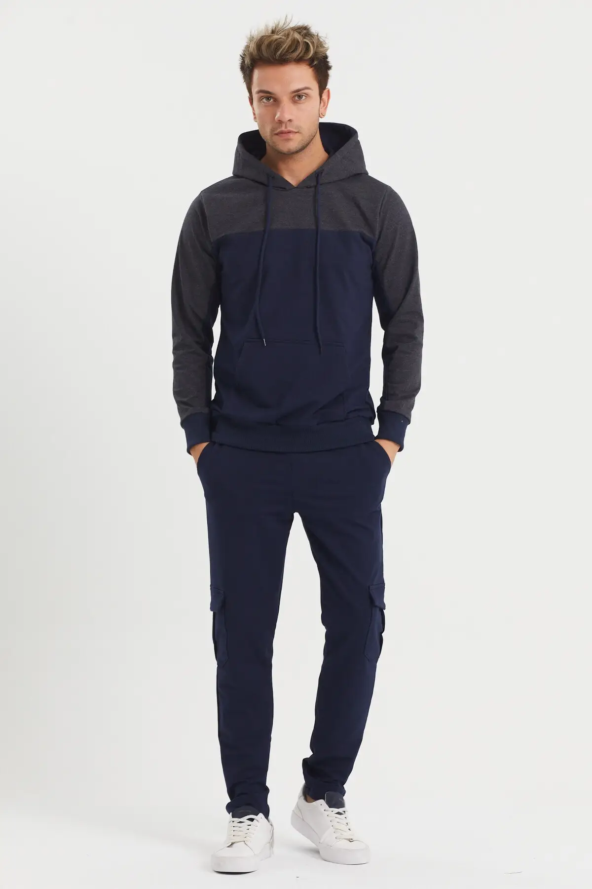 STAMP JEANS Men Dark Blue Hooded Tracksuit Set 20 YEGESF0001SIY S-M-L-XL. SIZE QUALITY SPORTS CASUAL