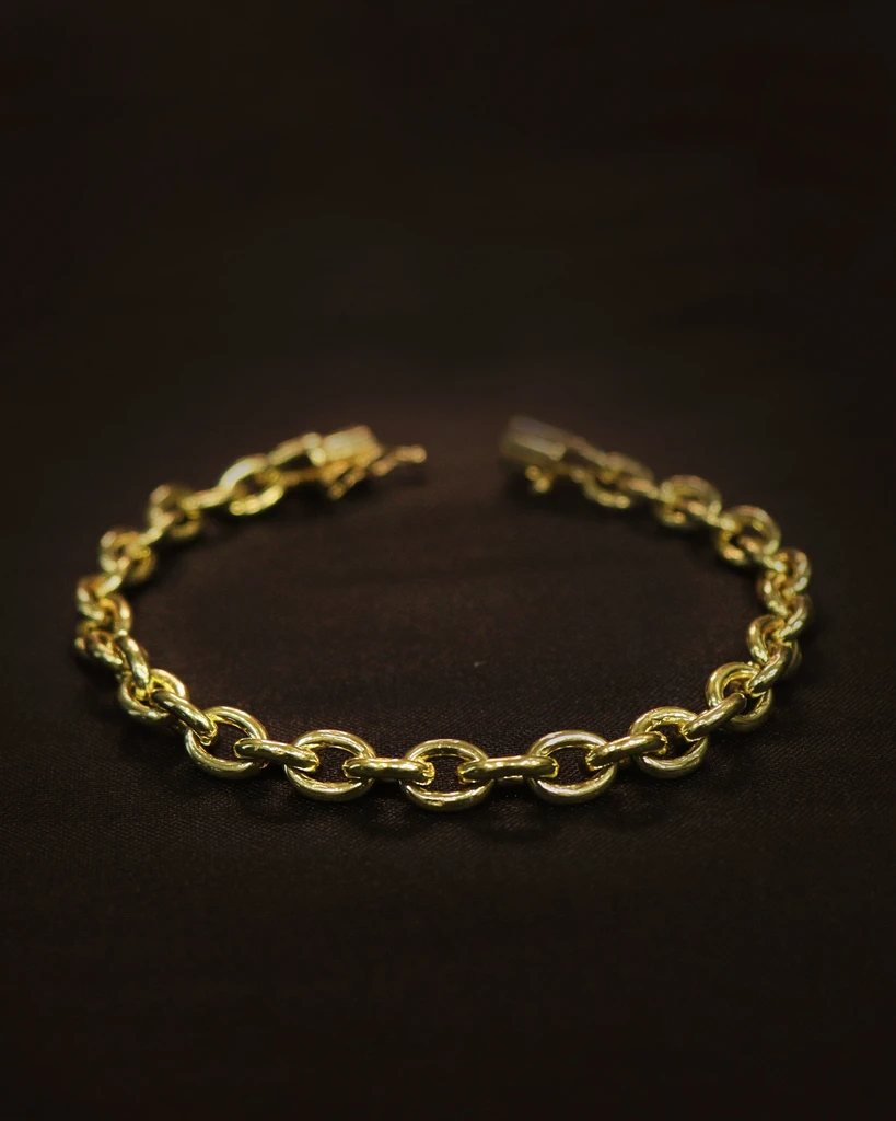 18K Gold Identical Old CADEO 6MM Coin Bracelet (Eternal Guarantee in Color) Does not peel, does not darken