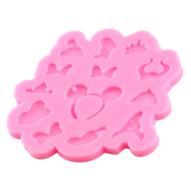 Super Glossy Mouse Head Silicone Mold Bow Epoxy Resin Craft Keychain DIY Handmade Jewelry Molds Fondant Cake Decorating Tools