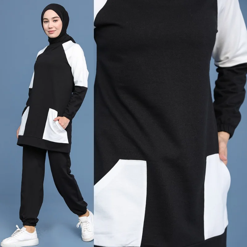 hijab women tracksuit tunic suit women hijab spor women tracksuit muslim fashion hooded casual Dubai Islamic sports arabia abaya