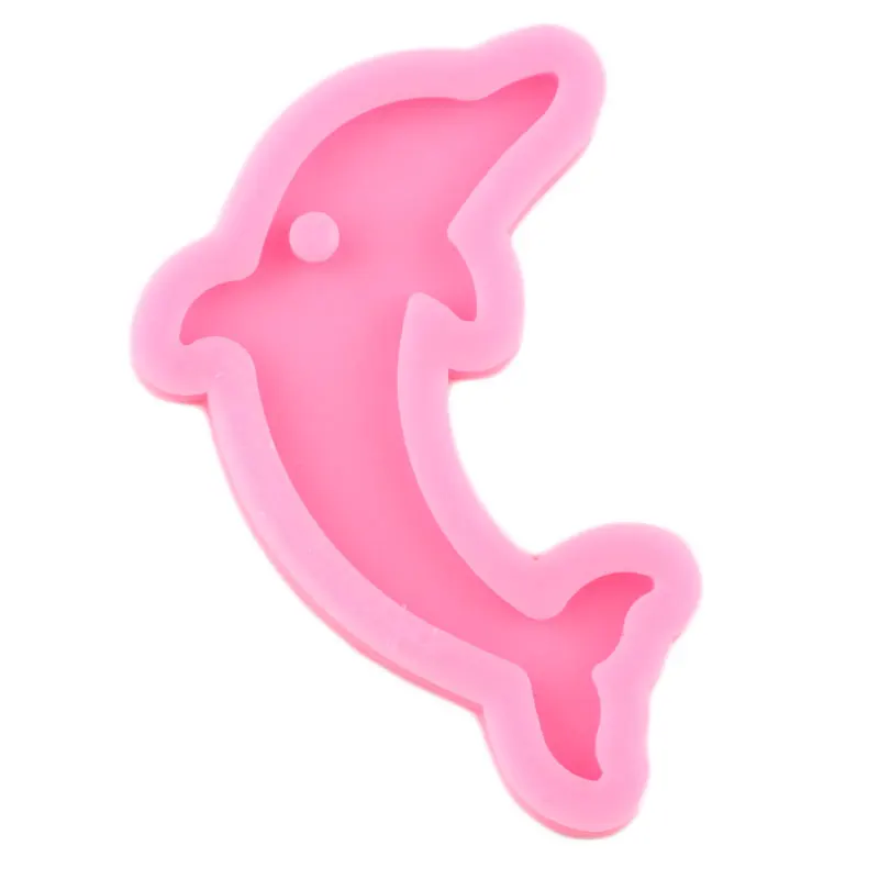 Shiny Glossy Dolphin Keychain Silicone Mold Necklace Jewelry Epoxy Resin Molds DIY Craft Charms Pendant Polymer Clay Mould