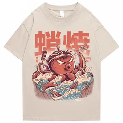 Camisetas de manga corta para hombre, ropa informal de algodón con estampado de dibujos animados, cuello redondo, estilo Harajuku japonés, verano, 2022