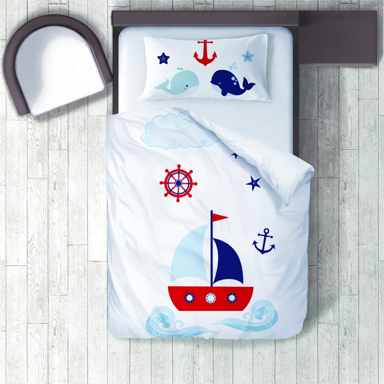 

Duvet Cover Set Bedding Set Pillow Case for Baby and Kids Room 3D Printed Crab Starfish Sailing Red Blue Model 027