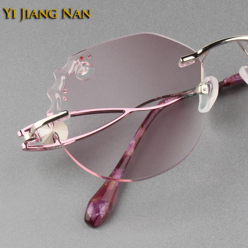 Mujer Gafas Titanium Diamond Trimmed Rhinestones Women Optical Prescription Glasses Frame Eyeglasses Spectacle Female Eyewear