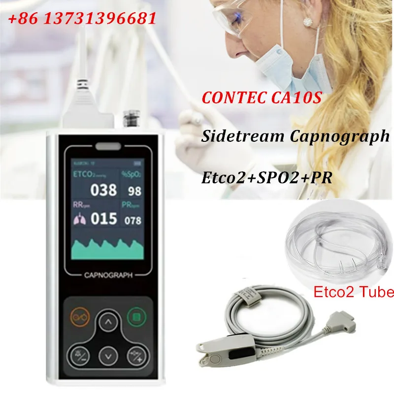 CONTEC Brand CA10S Capnograph ETCO2 Sidestream Patient Monitor CO2 SPO2 PR Respiratory Color