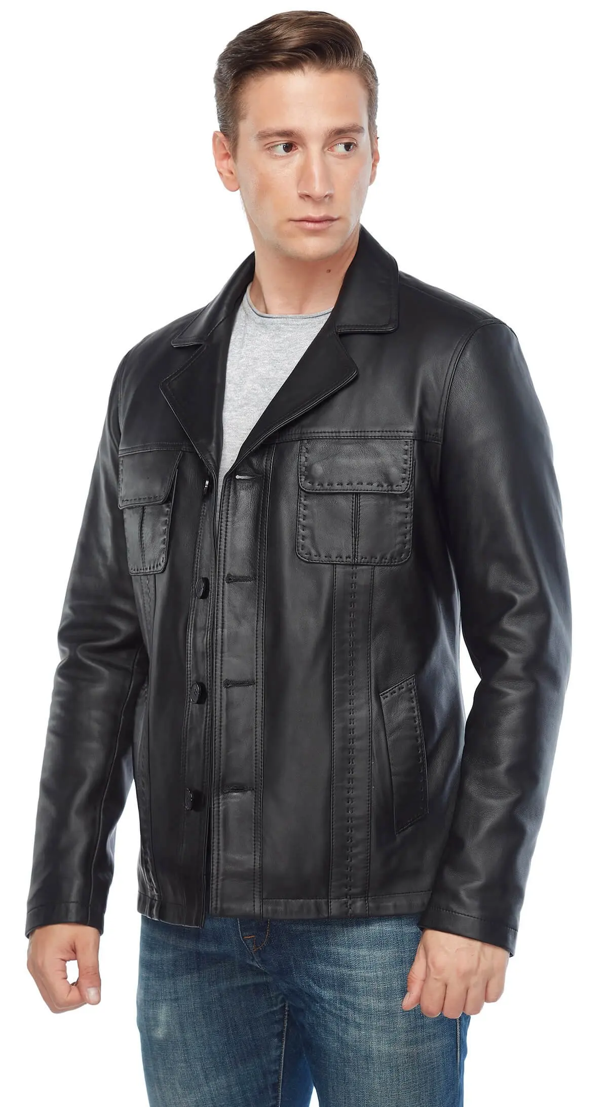 Shark Puntolu cappotti in pelle maschile nero originale pelle di agnello autunno inverno 2022 Biker Slim Large Size muslimah