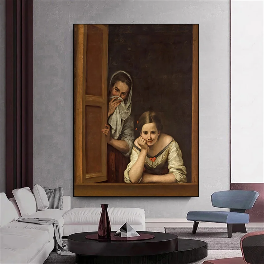 Couple Western Oil Painting Posters And Prints Funny Portrait Canvas Wall Art Retro Home Decorative Painting Room Cuadros