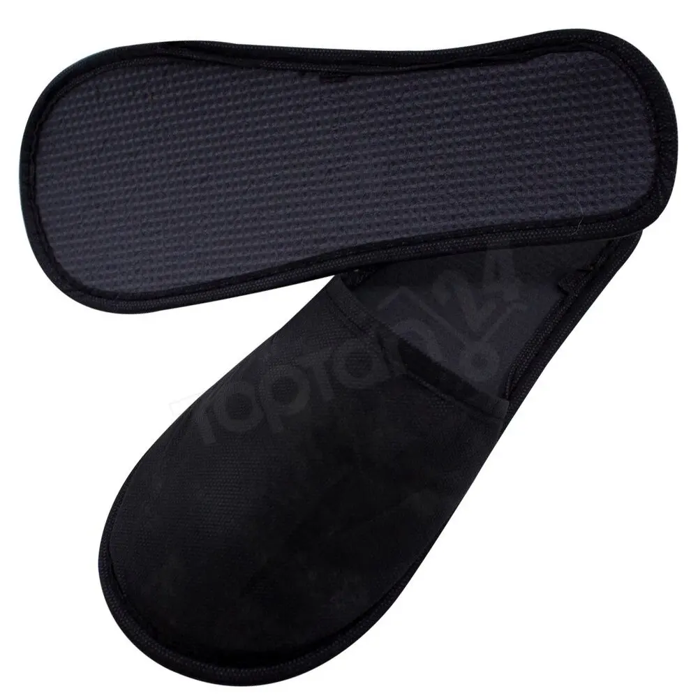 100 PAIRS Hotel Slippers Disposable Anti Slip Unisex Black Flat Slipper Lightweight Fluffy Sanitary Hotel Travel Slippers