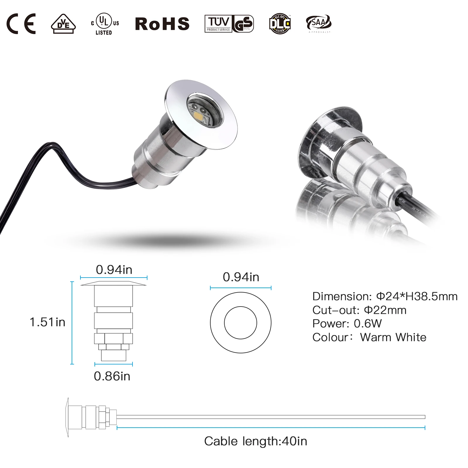 QACA lampu dek LED 6 Pak, lampu lantai LED tahan air DC12V IP67 tegangan rendah untuk taman teras jalur seng Aloi lampu tangga