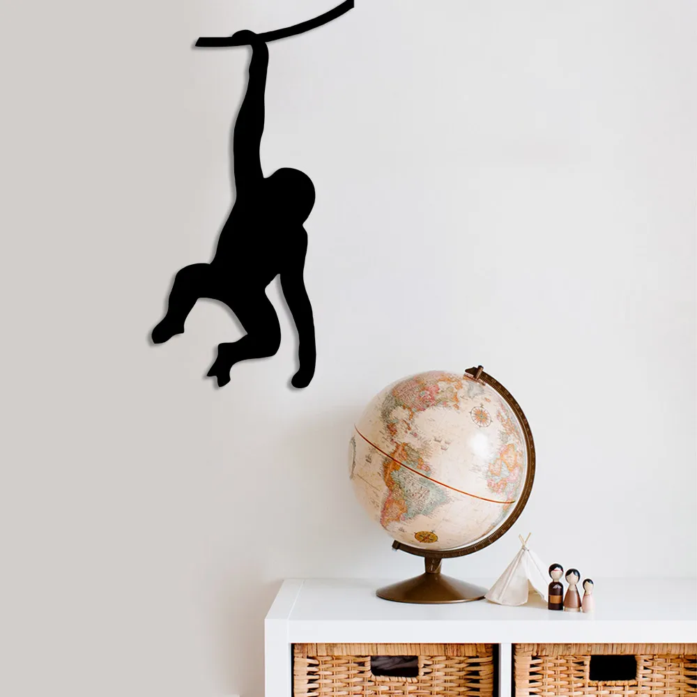 Cute Monkey Holding a Branch Monkey Wall Room Home Accessory Wooden Table 25x50cm