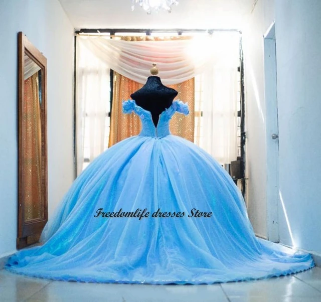 Vestido de Cenicienta para ninos de 15 anos traje de princesa de quinceanera con hombros descubiertos mariposa 2022 AliExpress