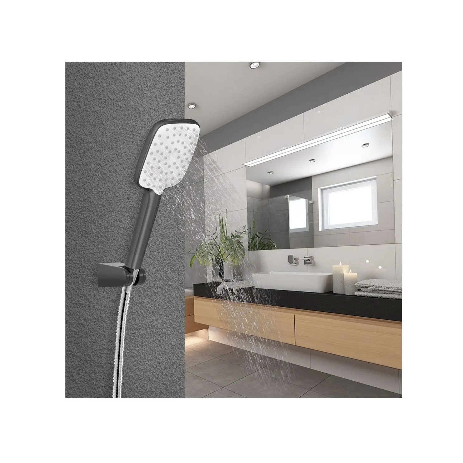 Baymera Harmony Black Hand Shower Set VLTM-7210 Stylish Design Long Lasting Use Ergonomic Useful Form Black Shower Hanger