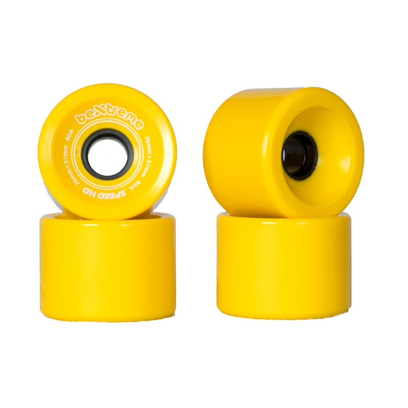 Longboard wheels BeXtreme Speed 78A yellow color. Surfskate cruiser monopatin skateboard skateboard measures 70x51mm multi-purpose cruising freestyle downhill dancing