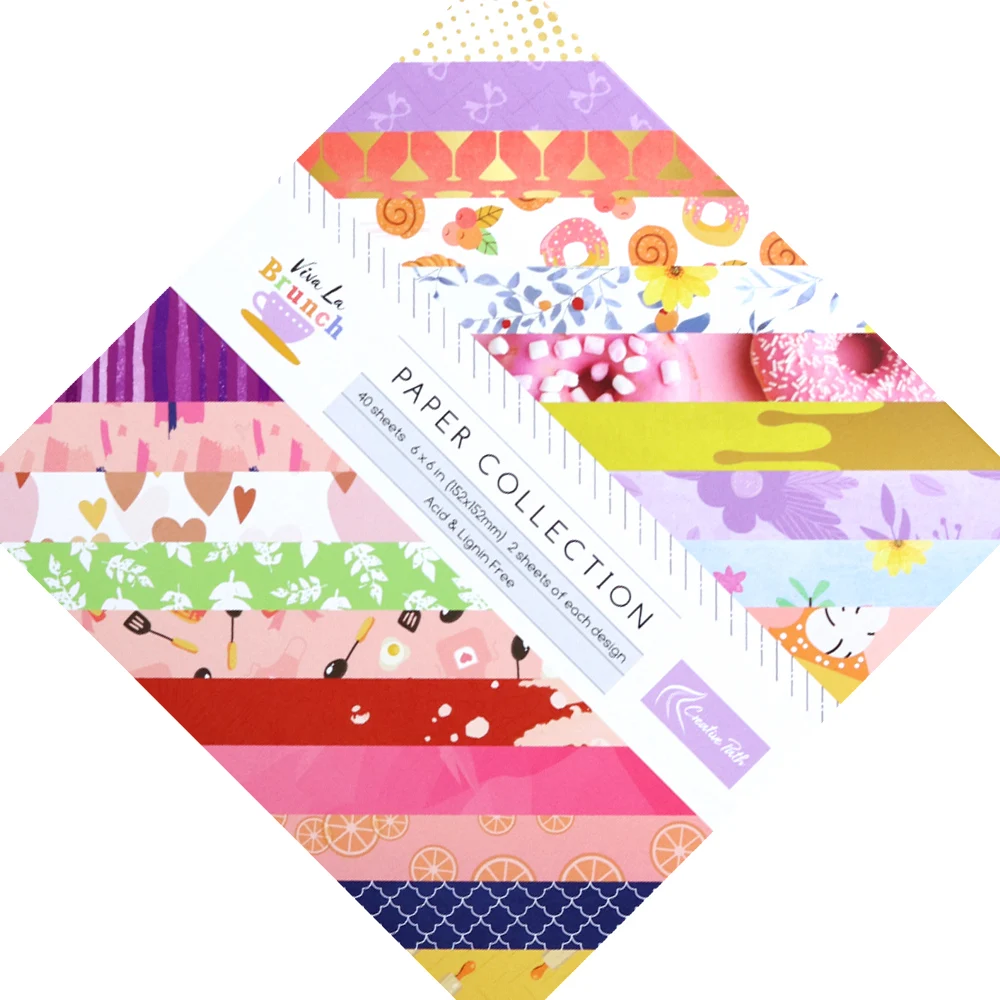 Creative Path 6 Inches Brunch Pattern Scrapbook Background Paper Decorative Scrapbooking DIY Junk Journal Origami Paper 15x15cm