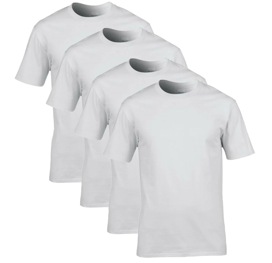 Pack 4 Gildan Premium T-shirts White 185grs cotton 100%