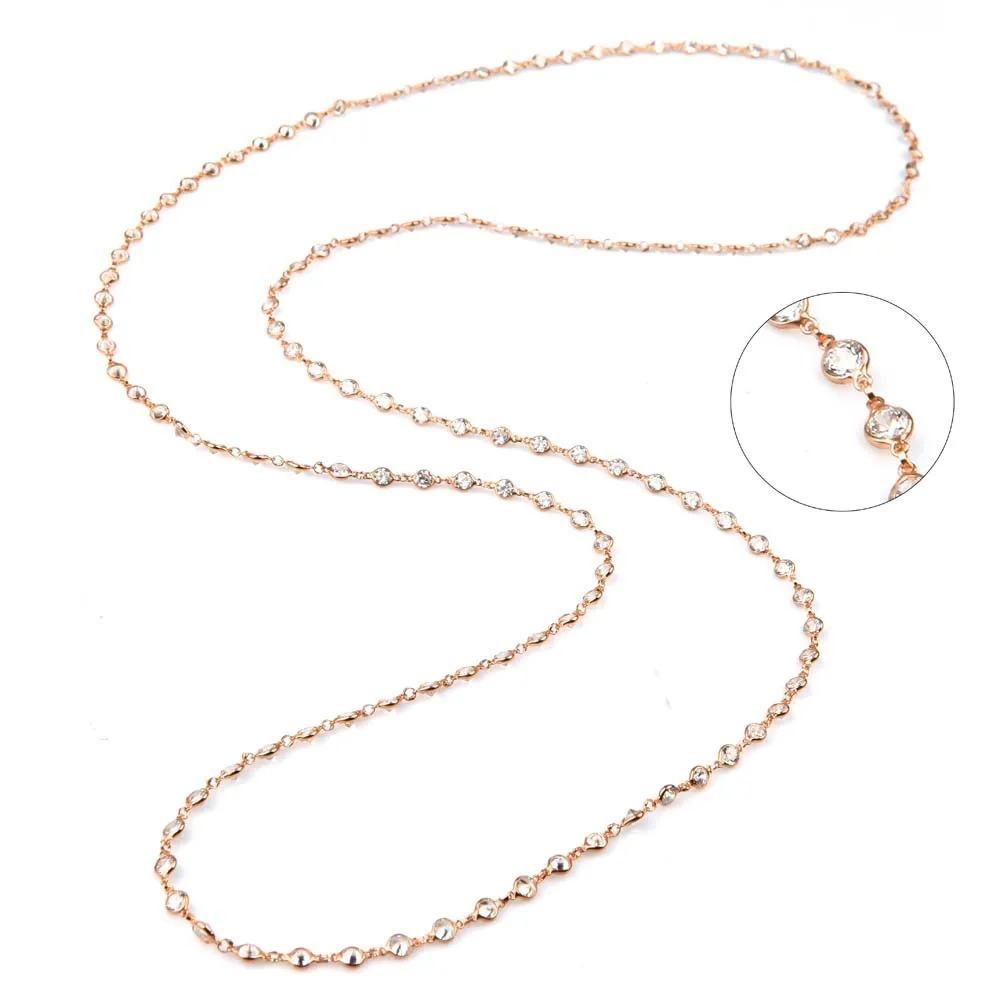 55cm Sterling Silver Chain with Multiple Zircon Necklace Jewelry