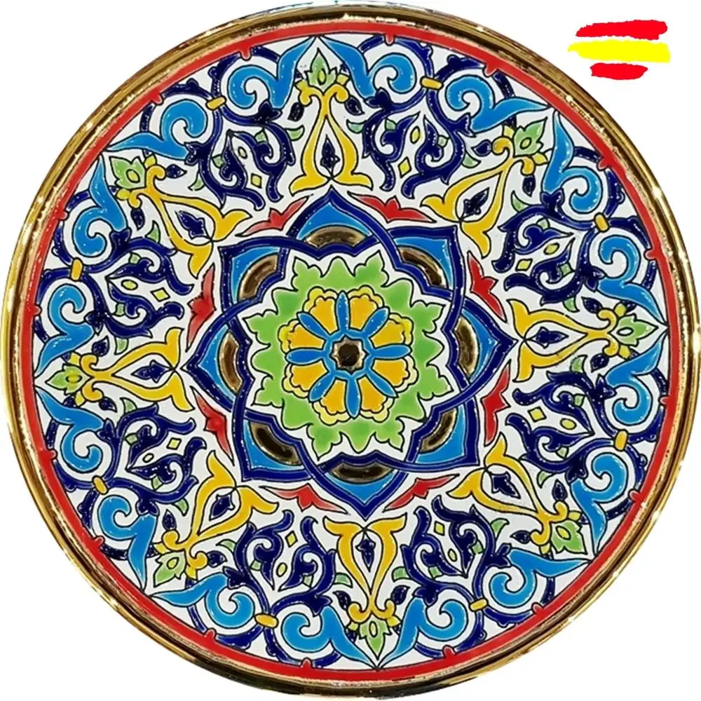 Ceramic plate 21 cm. /8.3 inch diameter - Ceramics glazed up handmade - Made in Spain - gold 24k - MIJASCERAMIC -