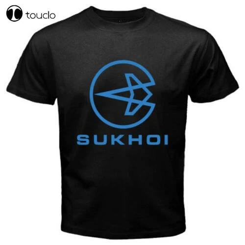 New Sukhoi Russian Aircraft Company Logo Men's Black T-Shirt Size S to 3XL