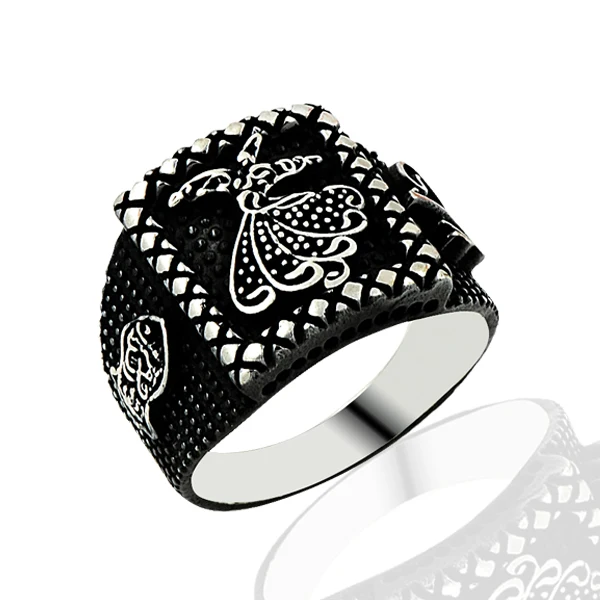 925 Silver Cultural Dancing Figure Printed Men Rings