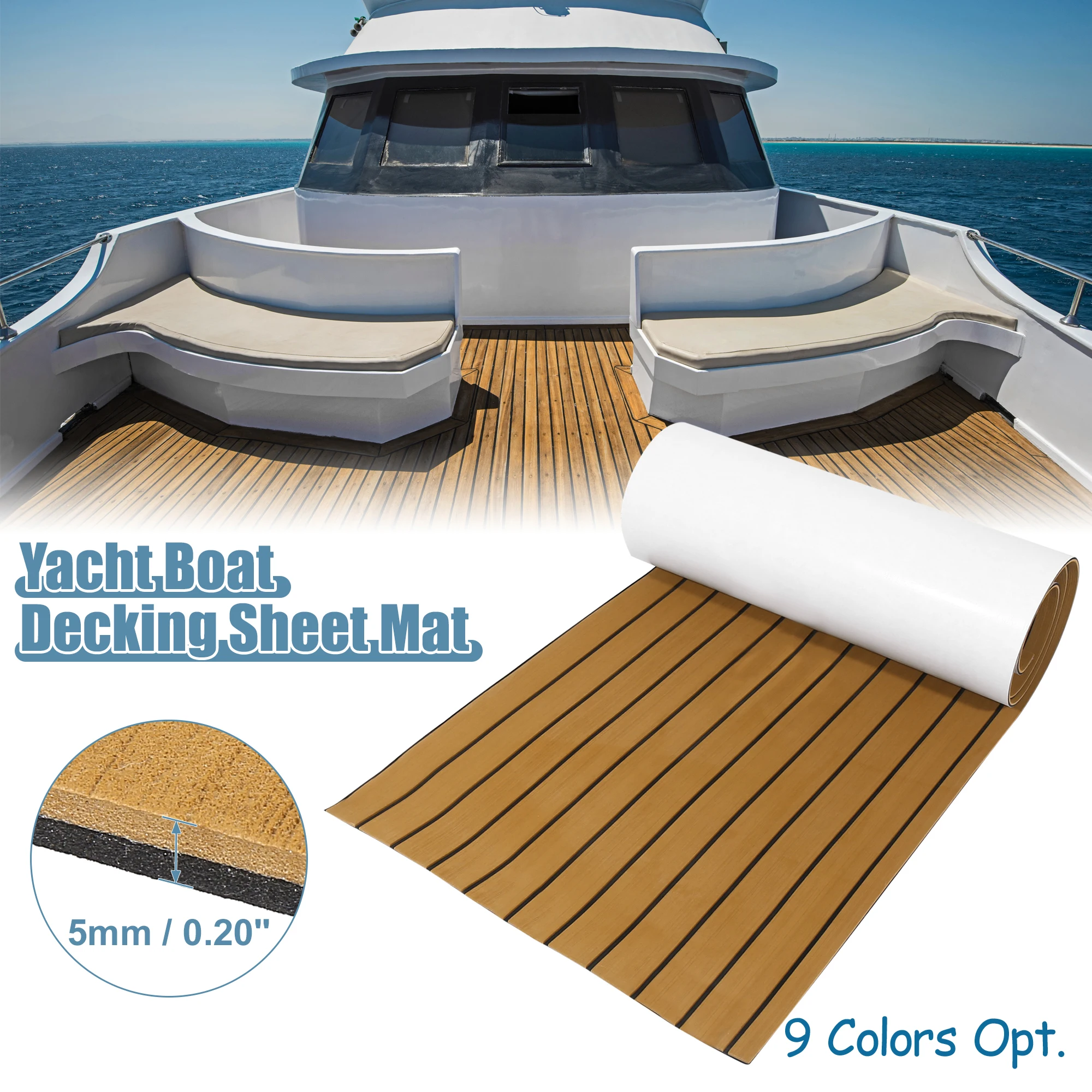 

X Autohaux EVA Decking Sheet Mat Non-Slip Self-Adhesive for Boat Yacht Marine Deck Pad RV Car Trunk Flooring Carpet 2400x600x5mm