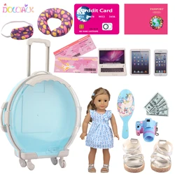 Juego de maletas de muñeca de gran tamaño para bebé recién nacido, ropa de muñeca OG, zapatos, accesorios de vestir, juego de juguetes para niños y niñas, 18 pulgadas, 43cm