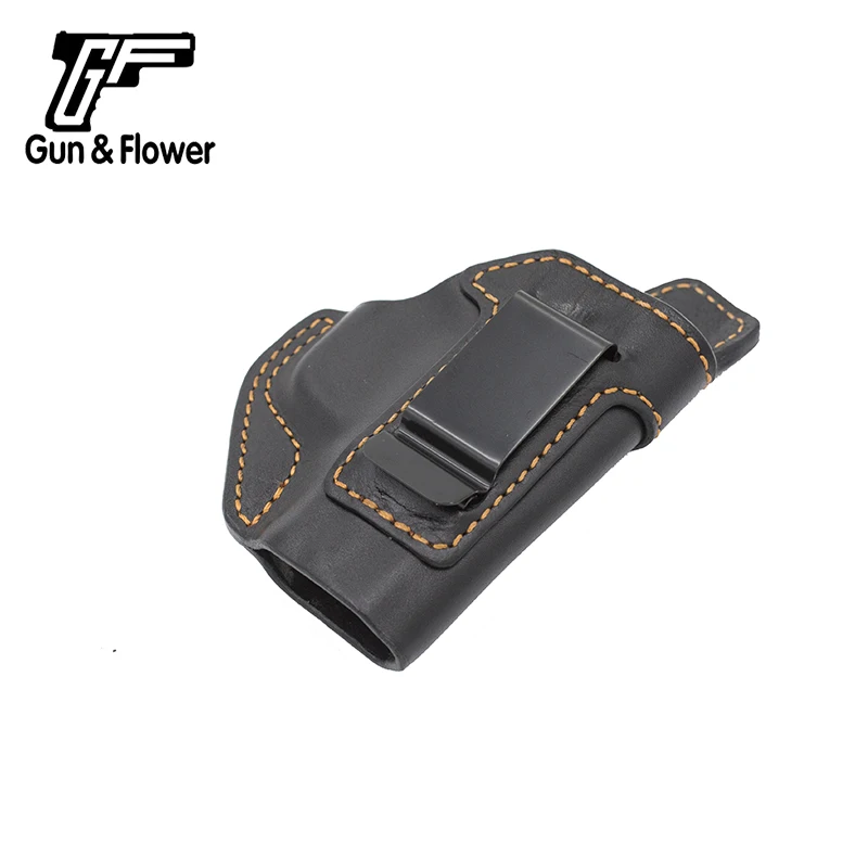 Gunflower IWB Leather Gun Holsters Concealed Carry Pistol Bags Brown/Black Stitch with  Belt Clip for M&P Shield