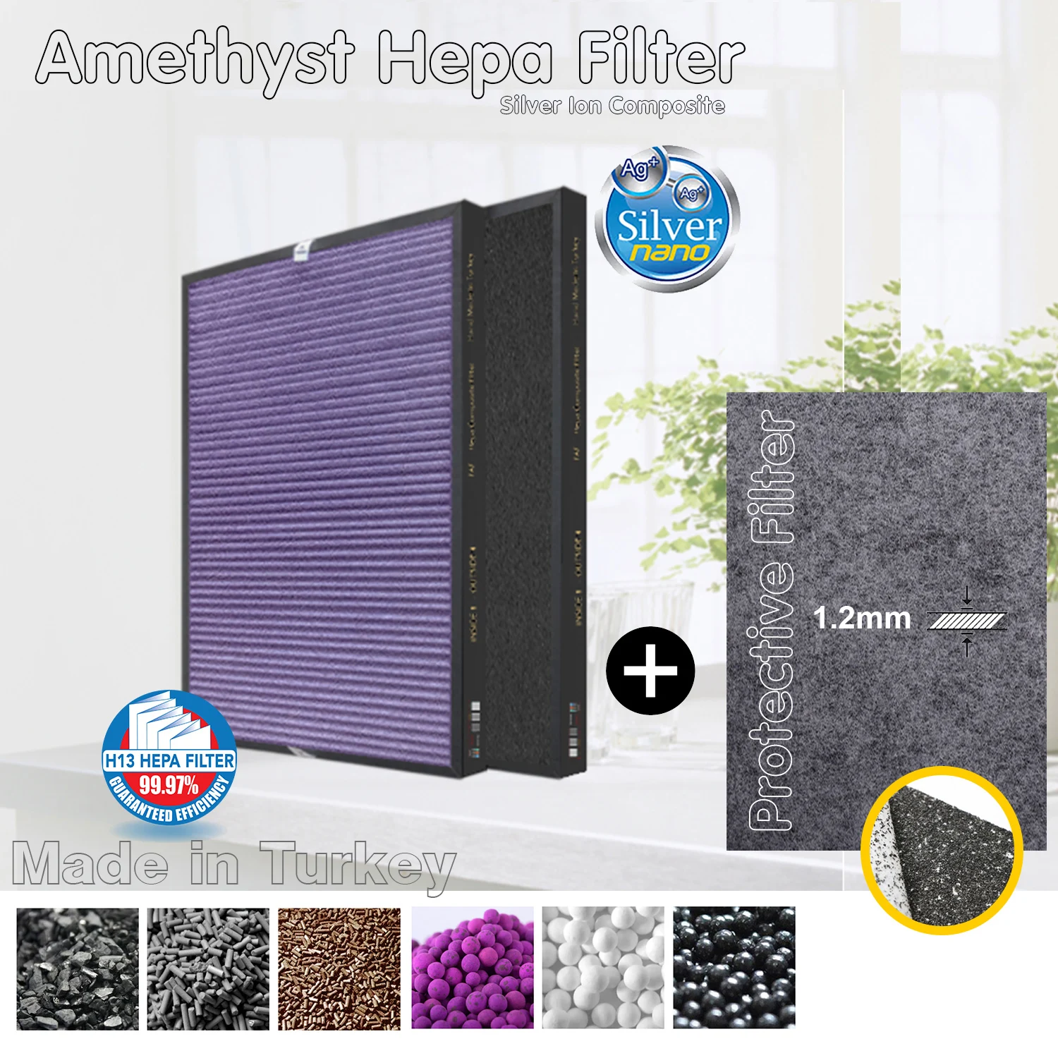 340*295*40mm Custom Production HEPA + Active Carbon Composite Multifunctional Filter Air Purifier and Protector