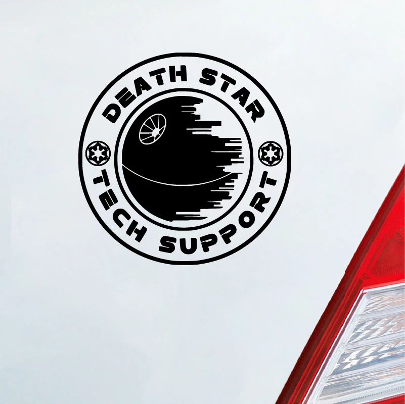 Space Wars Death Star Tech Support Vinyl Art Sticker Car Window Laptop Water Bottle Decor, Death Star Decal Boys Room Wall Decal