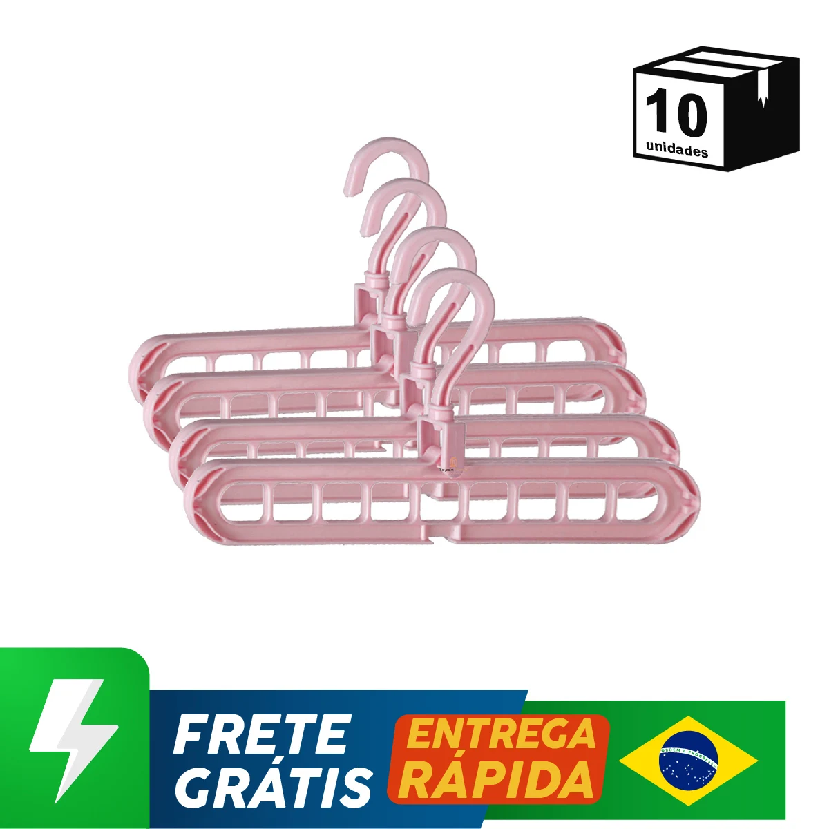 Kit 10 Unidades Suporte Organizador Para Cabides Versatil