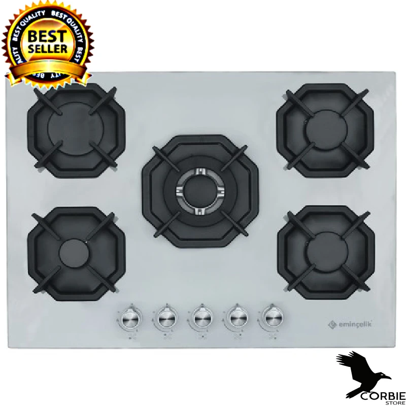 Eminçelik White 5 Built-in Stove Wok Natural Gas Ec-Ah 2250 Bw X70 Dng Inox 70 Cm