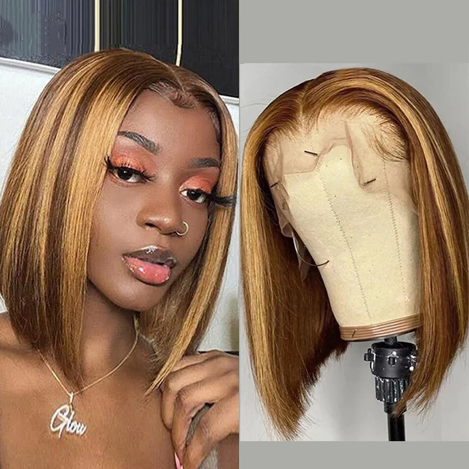 

Highlight Bob Wig Human Hair Brazilian Ombre Lace Closure Wig T Part Human Hair Wig Short Bob Human Hair Wig For Women Queen