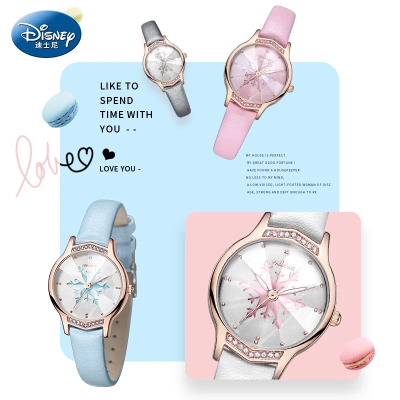 Disney For Women Watches Frozen Cartoon Quartz Wristwatch Rhinstone Scale Luminous Hand Waterproof Girl Youth Student Lady Clock
