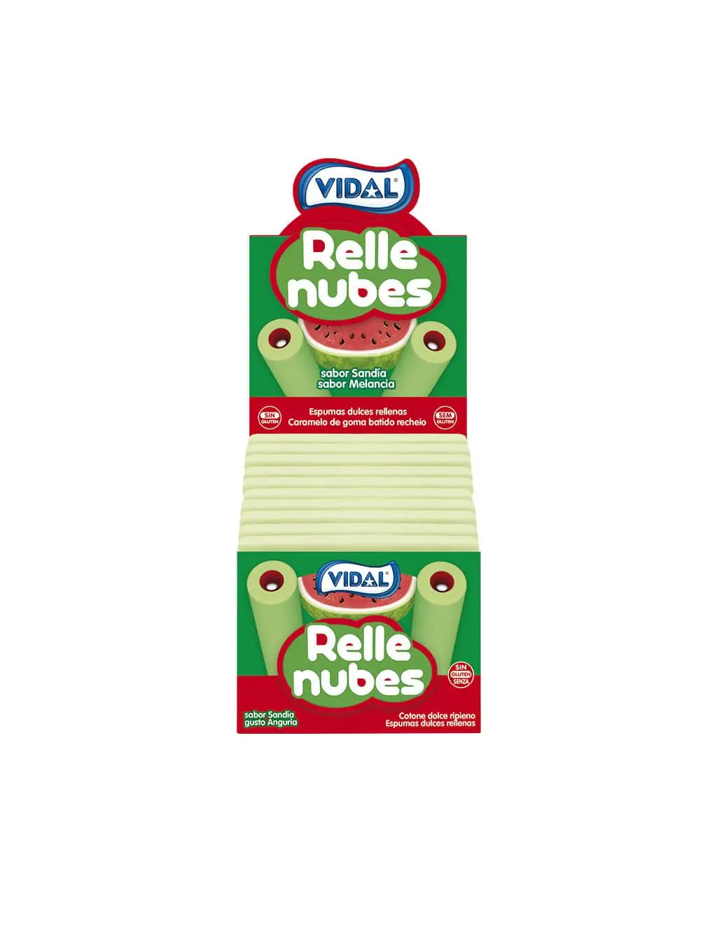 Rellenubes Sandía Gominolas VIDAL estuche 885 g - Con la suave textura de las nubes y el sorprendente relleno sabor sandía que te enganchará - Sin