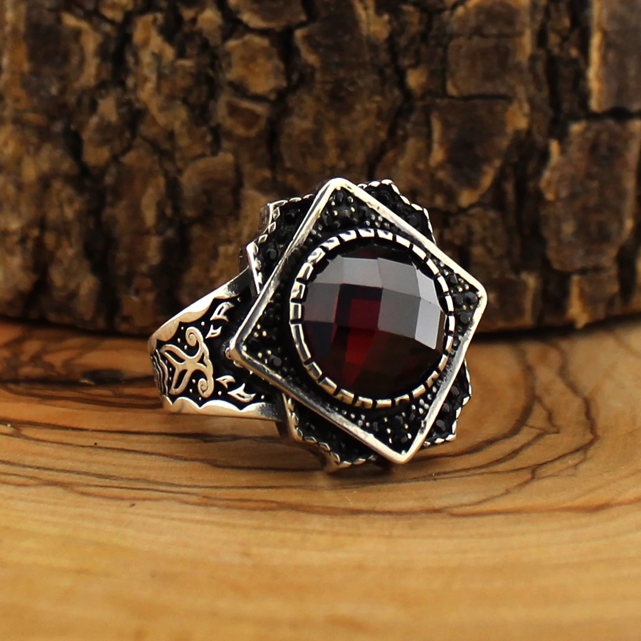 Pukka Real Pure 925 Sterling Silver Natural Stone Ring For Men Women High quality Jewelry Fashion Vintage Handmade Gift Agate Onyx Zircon Punk Retro Turkish Style Accessory