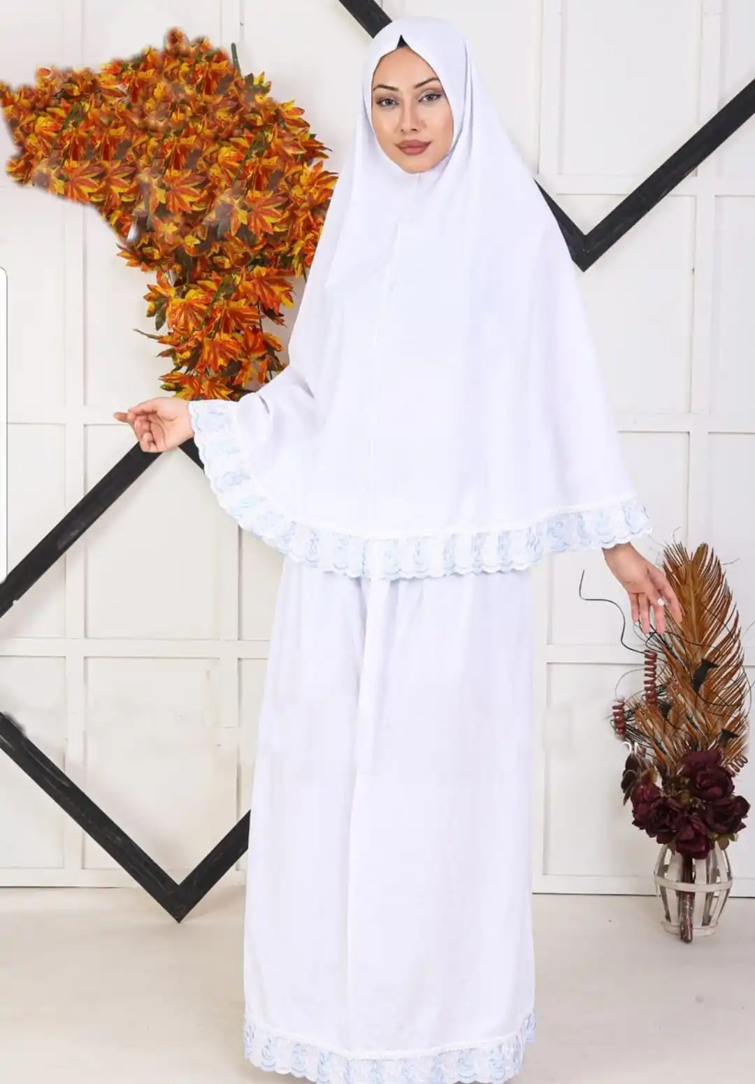 Reis vestido de oración de cubierta completa musulmana, ropa de encaje de algodón, Burka islámica femenina, conjunto delgado de 2 piezas, Ramadán,